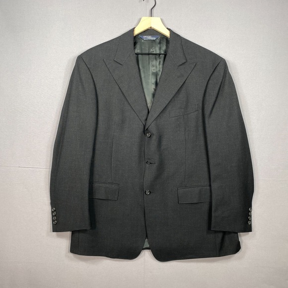 Polo Ralph Lauren Other - VTG Polo Ralph Lauren Blazer Peak Lapel Mens 42R Charcoal Wool USA Union Made